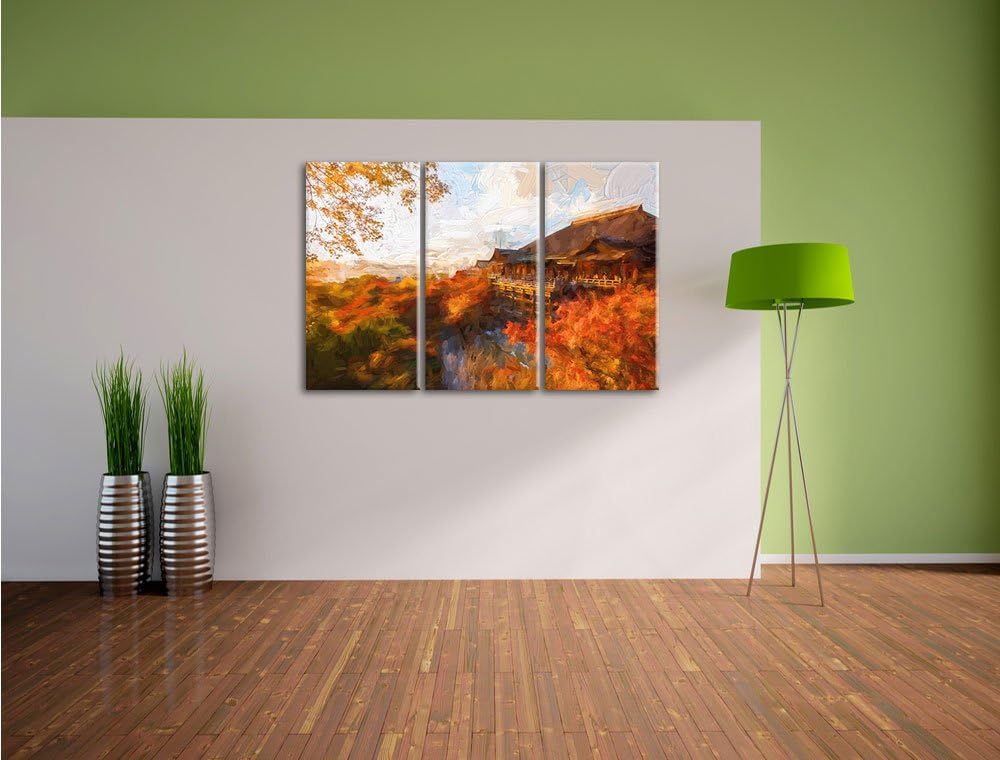 Pixxprint Majestätisches Japanisches Gebäude als Leinwandbild/Grösse: 3 Teilig (120x80 cm) cm/Wandbi
