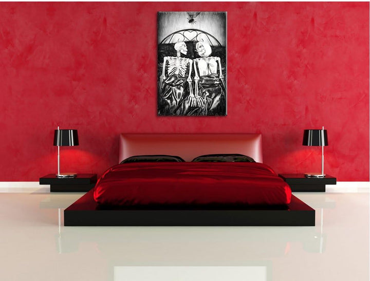 Horror Paar Kohle Effekt, Format: 100x70 auf Leinwand, XXL riesige Bilder fertig gerahmt mit Keilrah