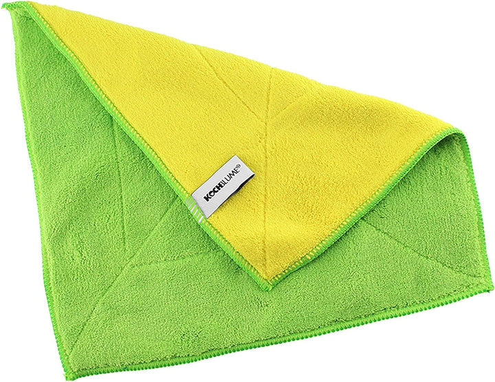 Kochblume Microfasertuch Set, 10-teilig | Premium Microfaser | Set in der bunten Box (grün-gelb), Gr