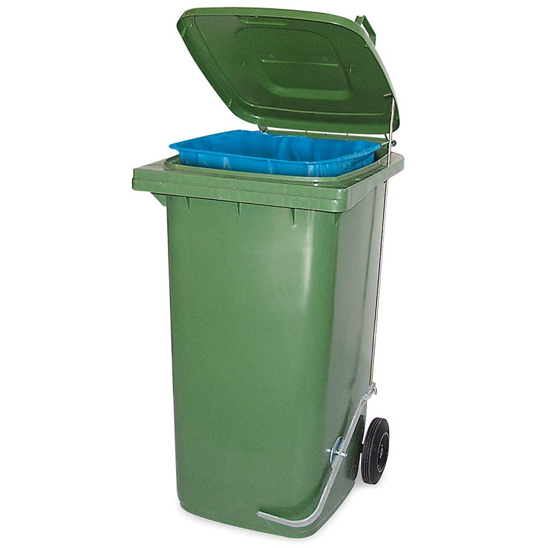 Müllbehälter mit Fusspedal und Klemmring, 80 Liter, grün, BxTxH 445x520x930 mm