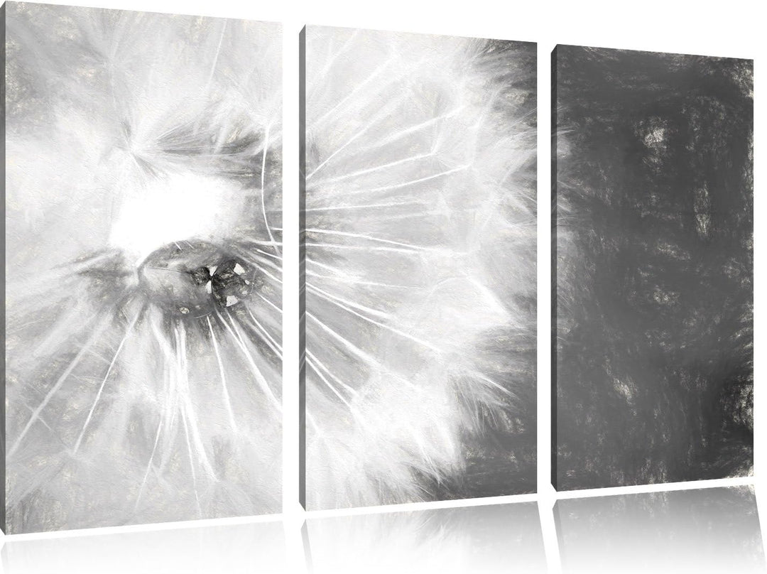 Pixxprint Kleiner Marienkäfer auf Einem Löwenzahn Kunst Kohle Effekt 3-Teiler Leinwandbild 120x80 Bi