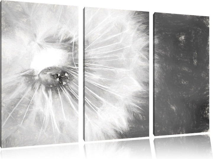 Pixxprint Kleiner Marienkäfer auf Einem Löwenzahn Kunst Kohle Effekt 3-Teiler Leinwandbild 120x80 Bi