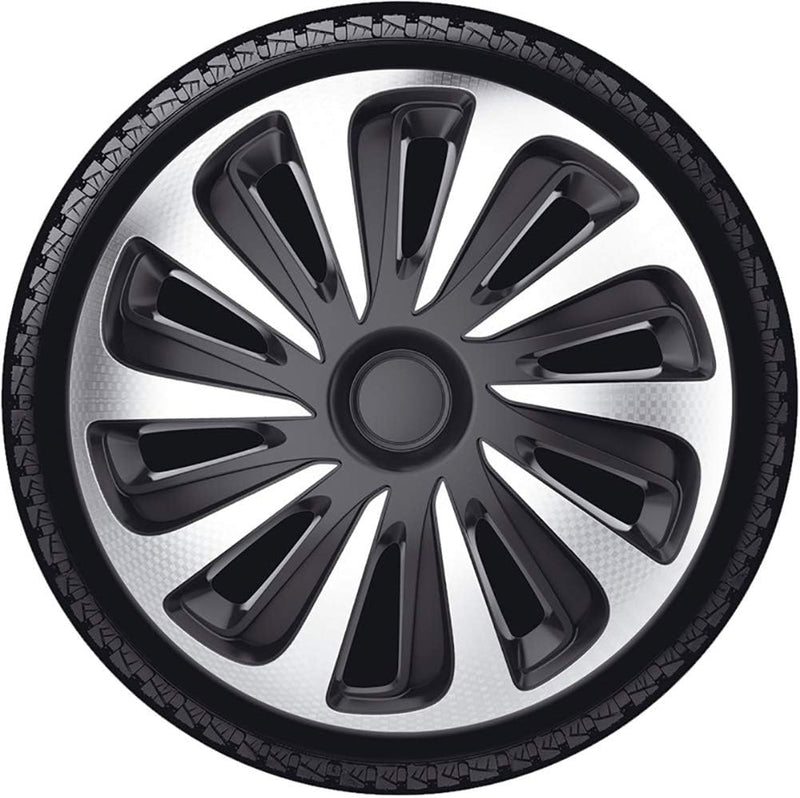 AUTO-STYLE Satz Radzierblenden Caliber 14-Zoll Silber/Schwarz Karbon-Look 14-inch Silber/Schwarz Kar