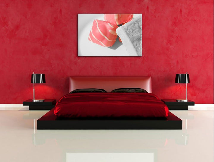appetitliche Süssigkeiten schwarz/weiss auf Leinwand, XXL riesige Bilder fertig gerahmt mit Keilrahm