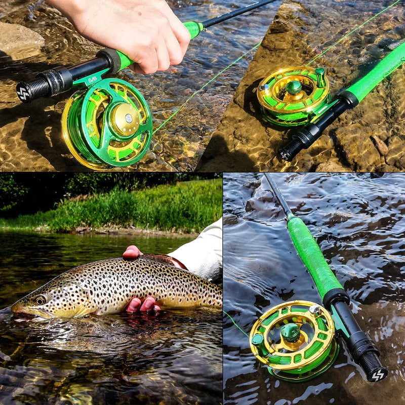 Sougayilang Standard Fliegenfischen-Kombi-Starter-Set, 5/6 Gewicht, 2,7 m Fliegenrute mit SuperPolym