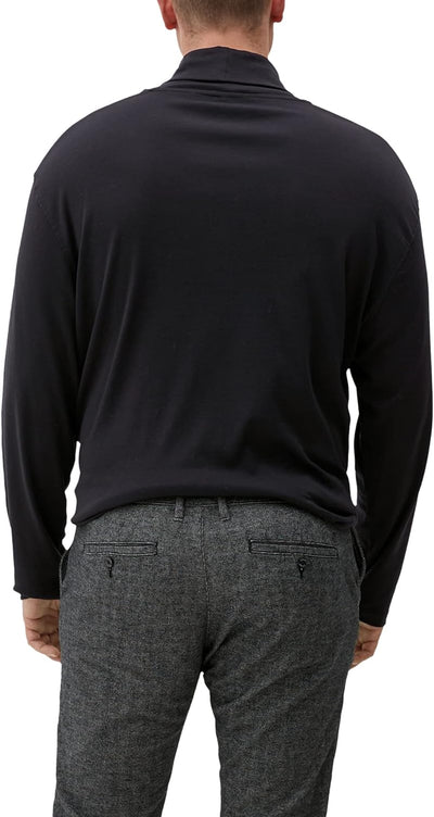 s.Oliver Big Size Herren Geripptes Longsleeve mit Turtleneck XXL Grosse Grössen Schwarz, XXL Grosse