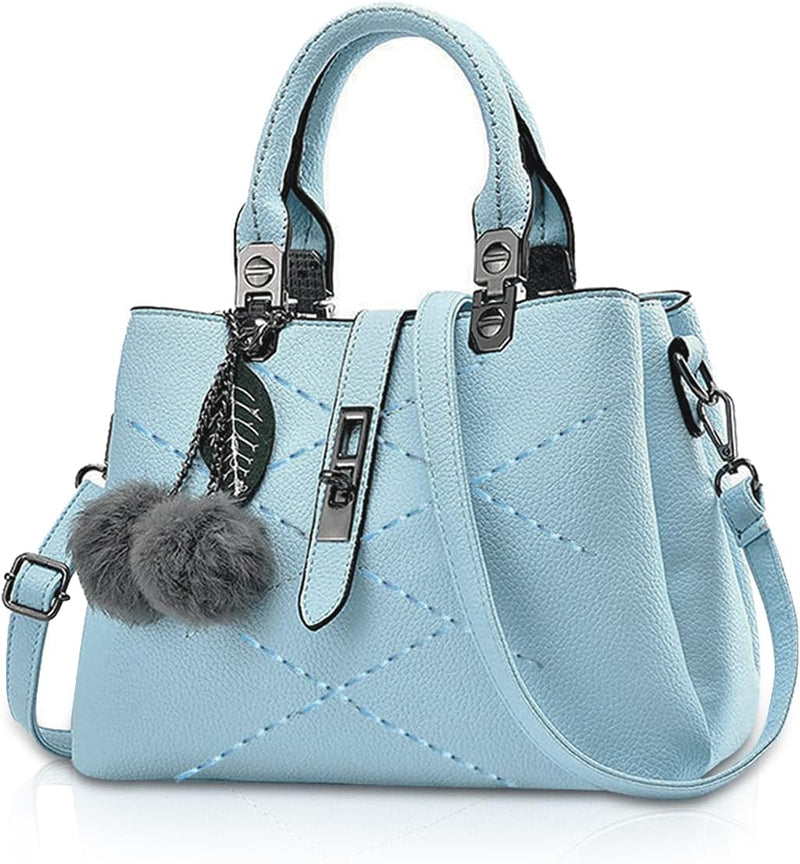 NICOLE & DORIS 2024 Neue Frauen Tasche Damen Leder Handtasche Mode Umhängetasche Mit Pompon abnehmba