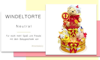 MomsStory – Windeltorte neutral | Windelgeschenk Winnie Puuh Disney | Baby-Geschenk zur Geburt Taufe
