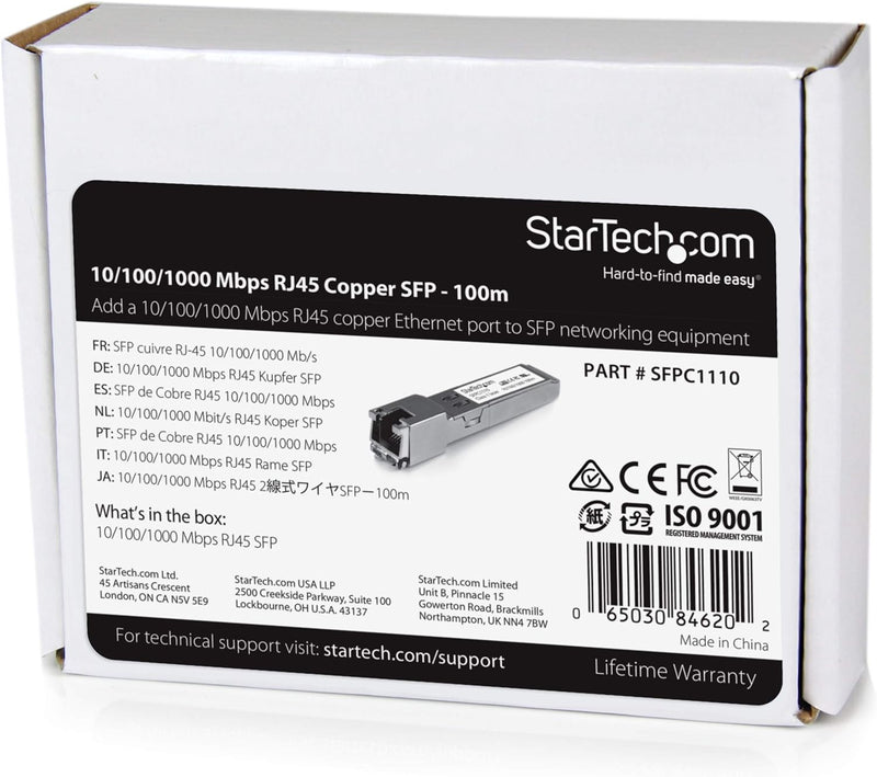 StarTech.com Cisco kompatibles Gigabit RJ45 Kupfer SFP Transceiver Modul - Mini-GBIC Gigabit Kupfer,