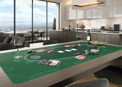 Bullets Playing Cards Designer Pokermatte grün in 160 x 80cm für den eigenen Pokertisch - Deluxe Pok