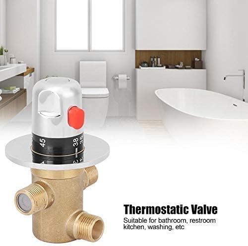 G1/2in Thermostat Messing Mischventil, 3-Wege-Wasserhahn Leichtes Verbrühschutz Messing Temperaturmi