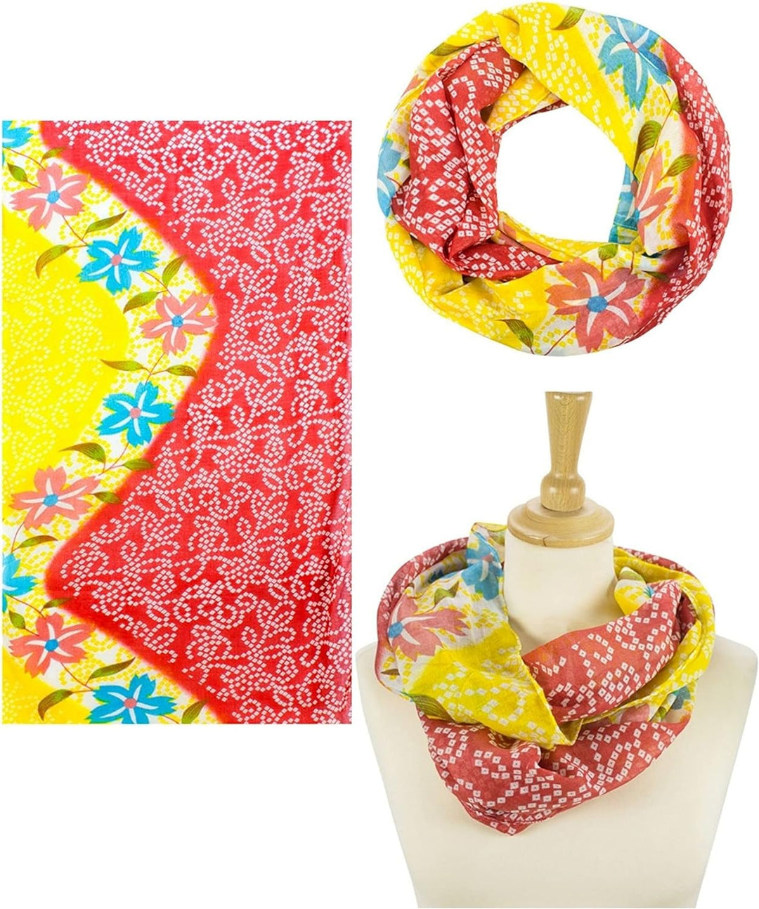 Sunsa Damen 3 Set Loop Schals. 100% Baumwolle Schlauchschals für Frühlings/Sommer. Dünne Loopschals