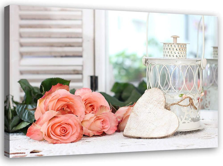 Feeby Wandbild Rosen Druckbild Leinwandbild rustikal Weiss 100x70 cm M14320 100x70 cm, M14320 100x70