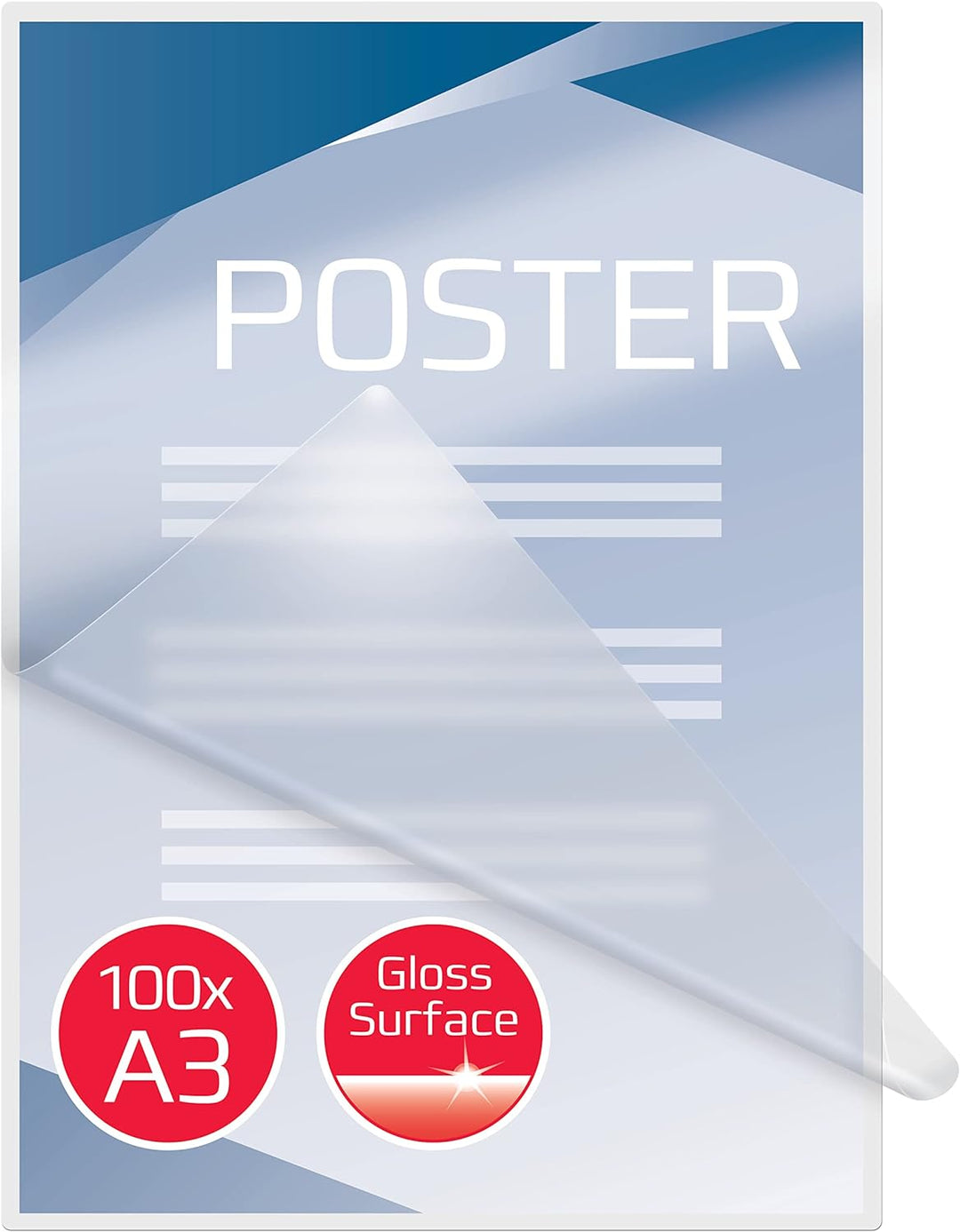 GBC Laminierfolien A3, Extra dünn, 2 x 37,5 mic, Robuste Laminiertaschen im 100er Pack, Glänzend, Tr