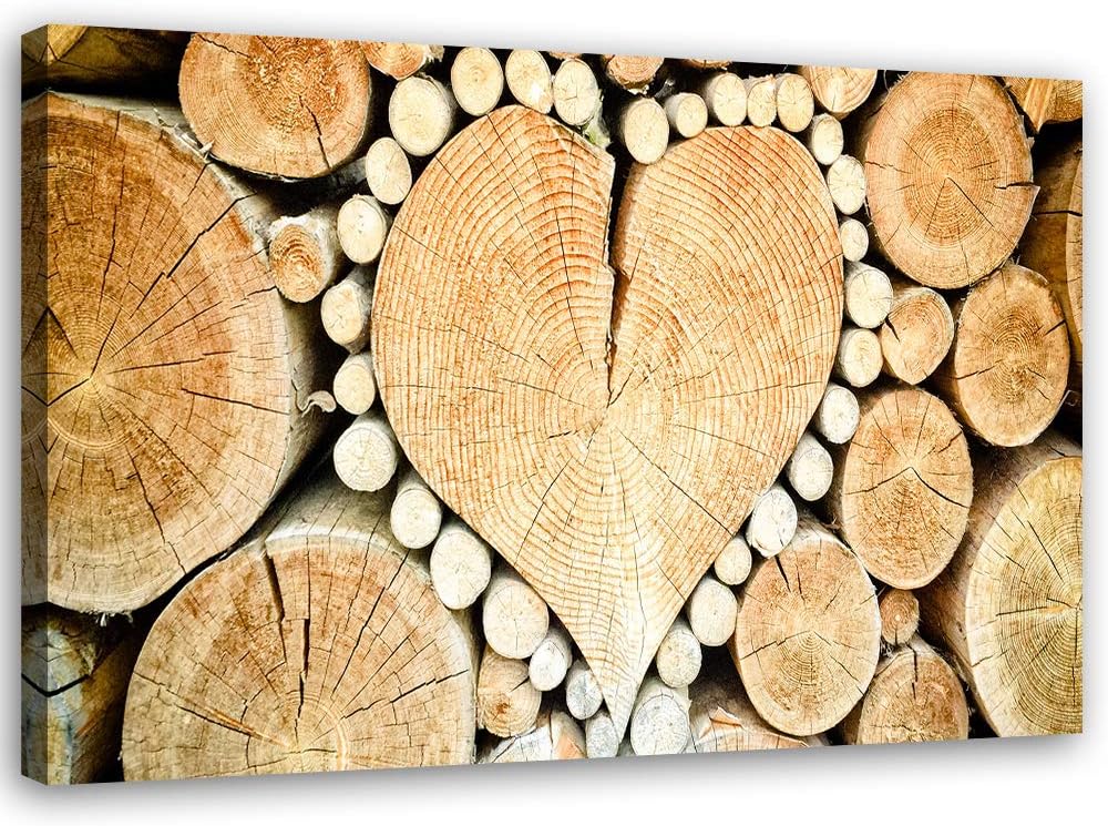 Feeby Bild auf Leinwand Herz Kunstdruck modern abstrakt Braun 80x60 cm M14318 80x60 cm, M14318 80x60