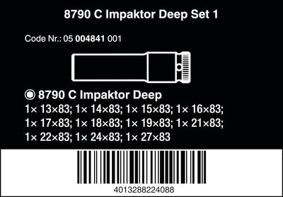 Wera 05004841001 8790 C Impaktor Deep Set 1, Steckschlüsseleinsatz Satz, 11-teilig Schwarz & 870/2 V