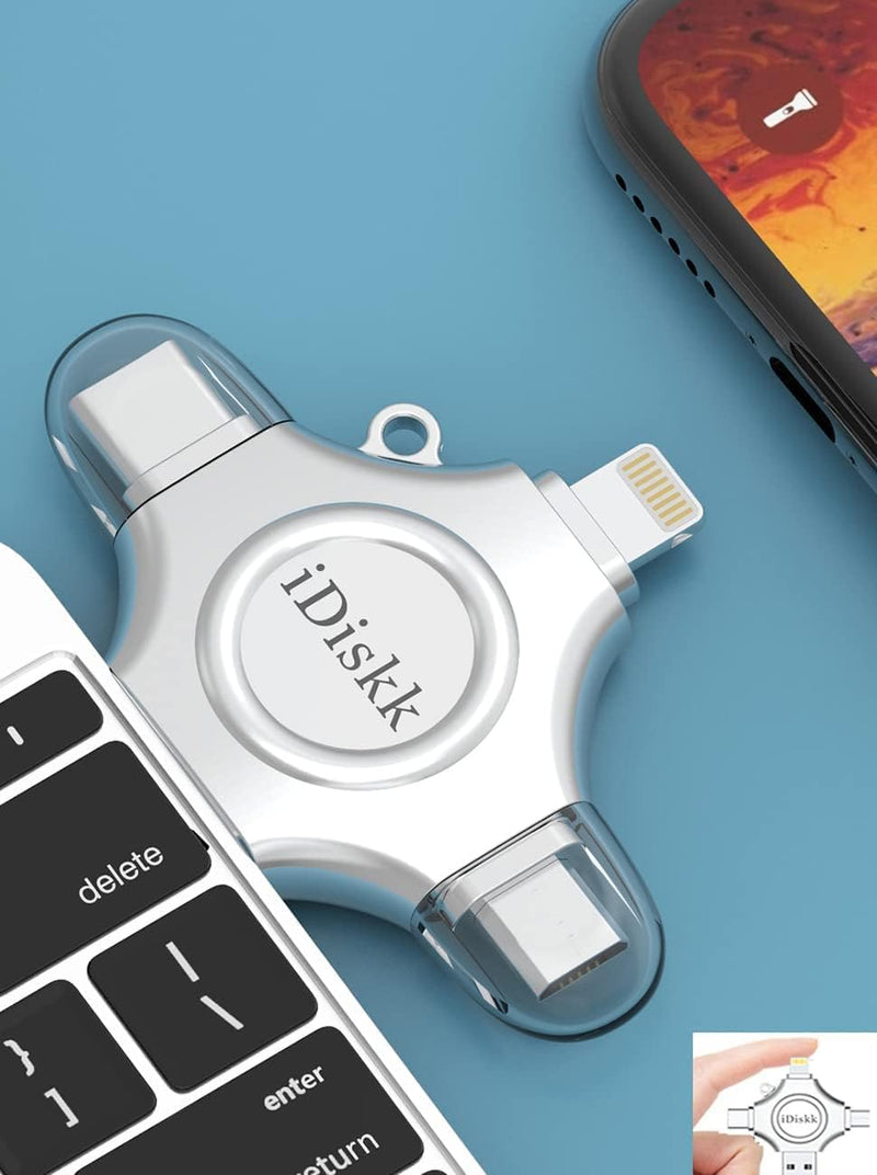 iDiskk 1 TB MFi-zertifizierter Fotospeicher für iPhone, USB-Flash-Laufwerk für USB-C, iPad, Android,