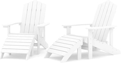 Gecheer 2 STK. Adirondack Gartenstühle mit Hockern Gartensessel Deckchair Holzstuhl Stuhl Sessel Ter