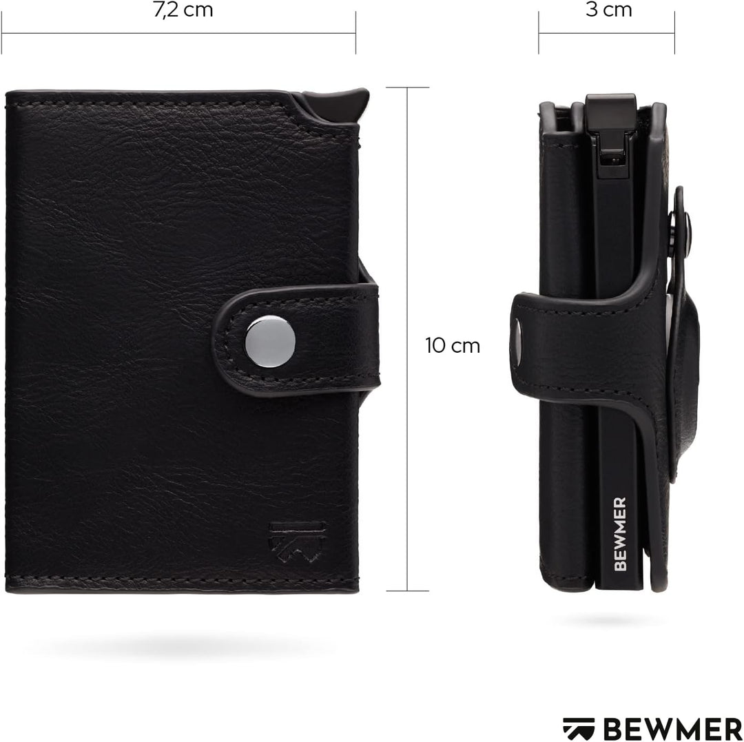 BEWMER 2 Shielded | Herren und Damen Slim Wallet mit RFID-Schutz Anti-Cloning | Kartenetui mit Münzf