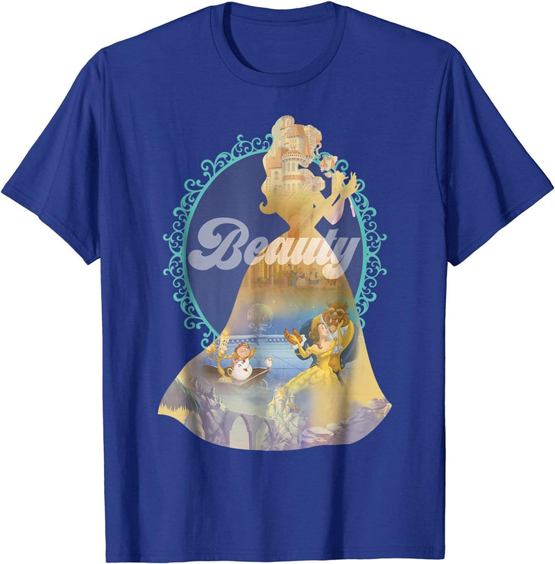 Womens Disney Beauty & The Beast Enchanted Dance Graphic T-Shirt XL Royal Blue