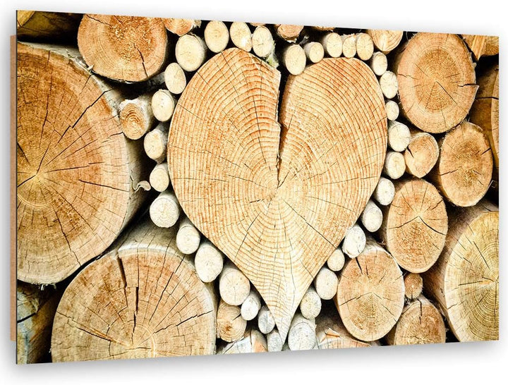 Wandbild XXL Herz Deko Kunst Bilder Natur Holz abstrakt Braun 120x80 cm M14318 120x80 cm, M14318 120