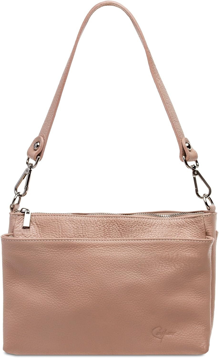 Caspar TL787 klassisch elegante Damen Lederhandtasche Einheitsgrösse Rosa, Einheitsgrösse Rosa
