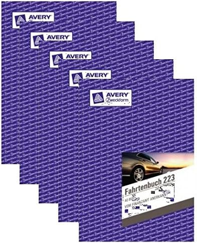 Avery Zweckform 223 Fahrtenbuch für PKW (A5, 40 Blatt) (5 Stück)