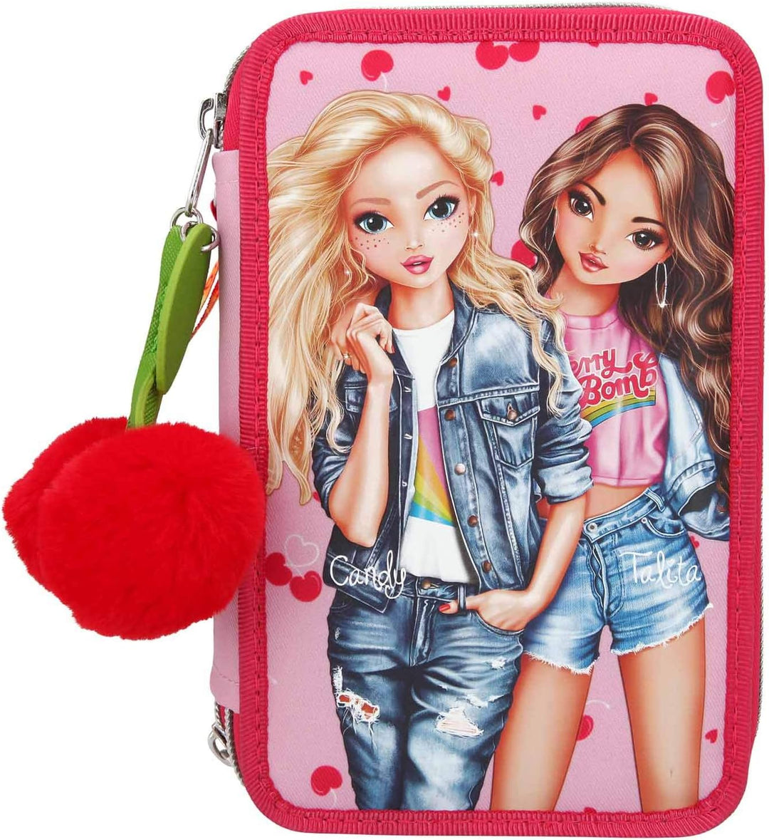 Depesche 10991 Federtasche mit 3 Reissverschlüssen und Stiften von Lyra, TOPModel Cherry Bomb, pink,
