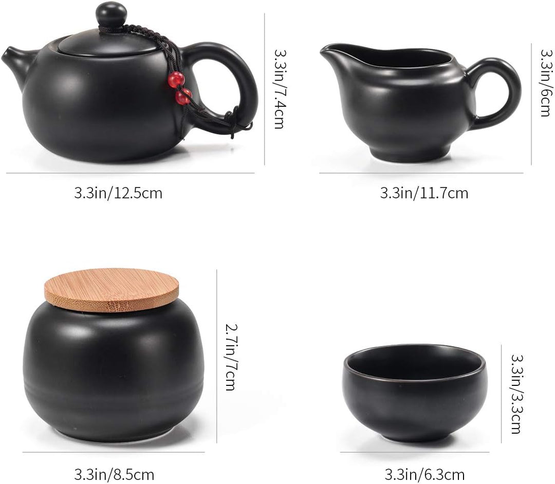 Lyty Chinesisches Teekannen-Set mit Tablett Infuser – Reise-Keramik-Tee-Set Porzellan-Teekanne, trag