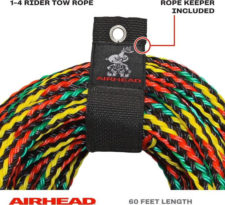 Airhead Tow Rope for 1-6 Rider Towable Tubes, 1 Section, Multiple 1-4 Rider, 1-4 Rider