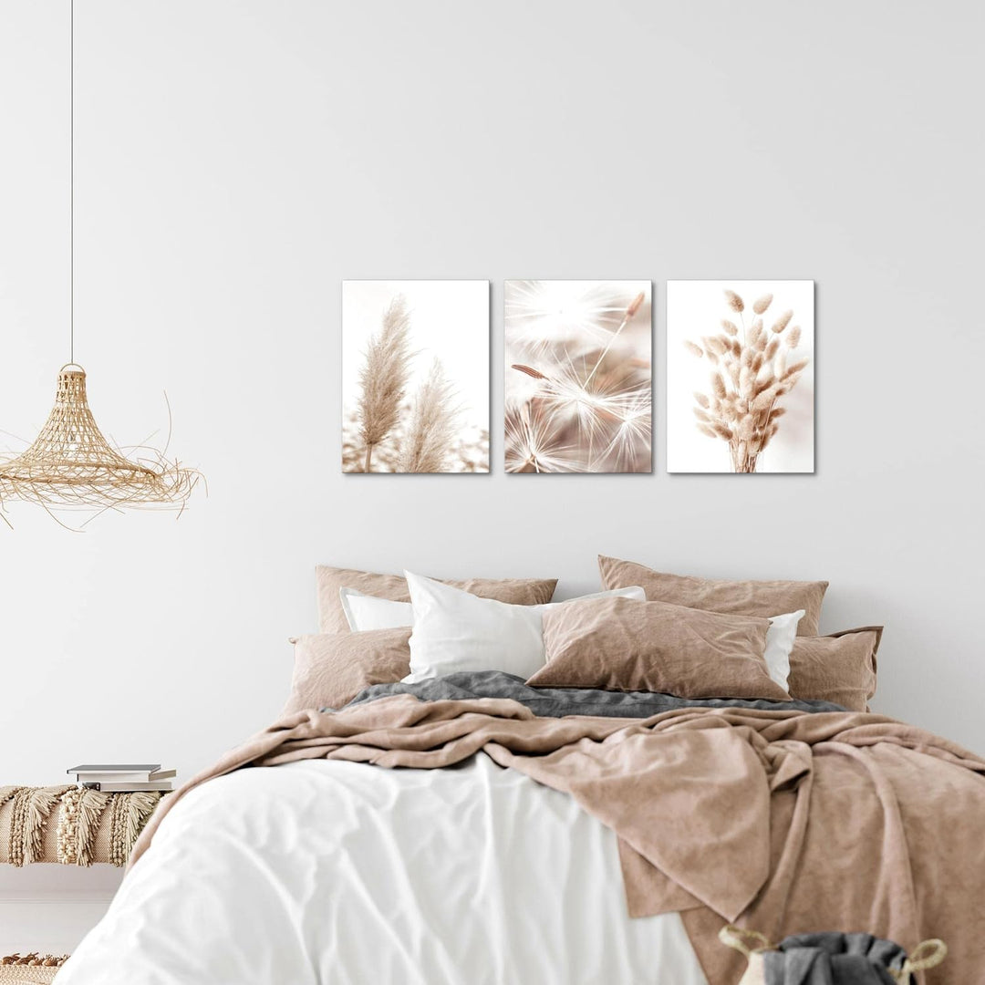 Novart FERTIG ZUM AUFHÄNGEN - Wandbilder Set Boho Style - Beige Bild XXL Wohnzimmer N008935a