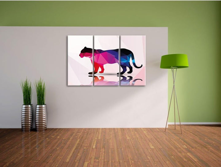 Pixxprint eleganter Vector Puma als Leinwandbild/Grösse: 3 Teilig (120x80 cm) cm/Wandbild/Kunstdruck