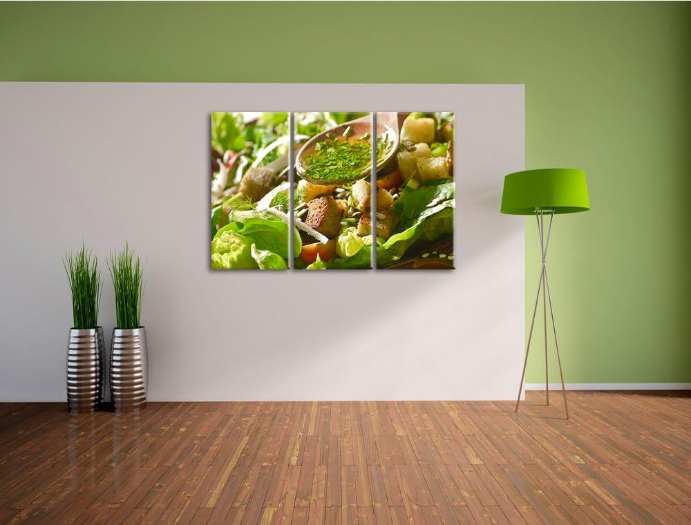 Kräuter Vinigrette als 3-Teiler Leinwandbild 120x80 Bild auf Leinwand, XXL riesige Bilder fertig ger