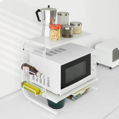 SoBuy FRG092-W Mikrowellenhalter Regal Küchenregal mit 2 Ablagen und 1 Flaschenhalter Miniregal Gewü
