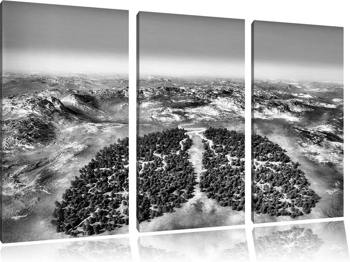 Pixxprint Grüne Lunge der Natur als Leinwandbild/Grösse: 3 Teilig (120x80) cm/Wandbild/Kunstdruck/fe
