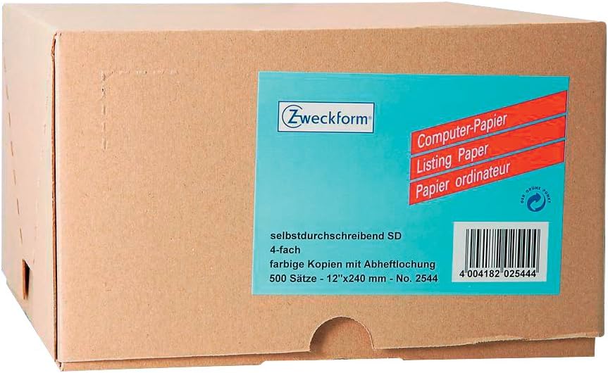 AVERY Zweckform 2544 Computer Papier (500 Blatt, 52 g/m², Format 12"x240 mm, endlos, 4-fach/-farbig,