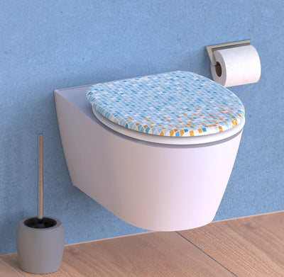 EISL BLAU WC Sitz MOSAIK, Duroplast Toilettendeckel mit Absenkautomatik, maximale Belastung vom Toil