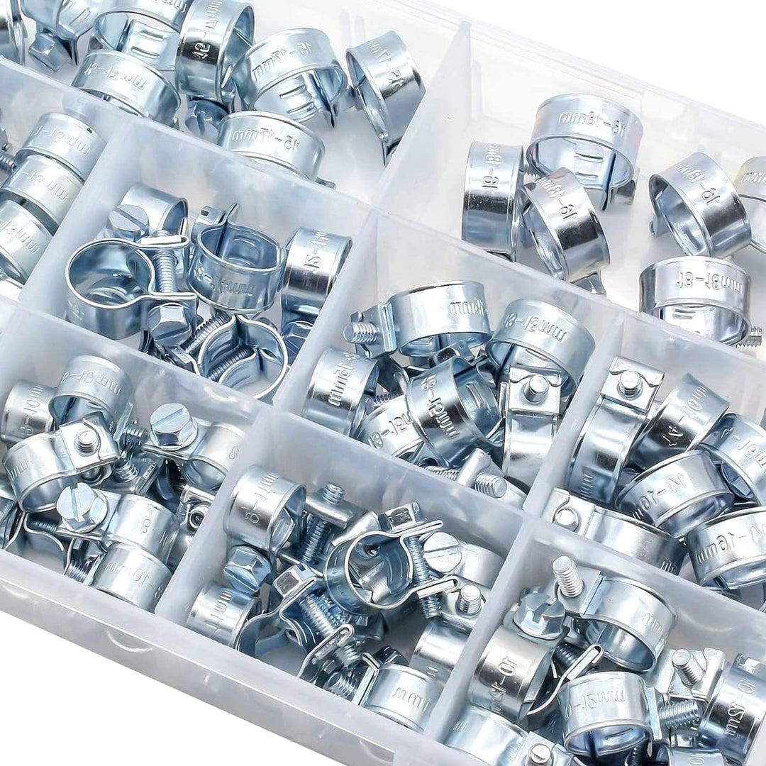KATUR 135 Stück 9 Grössen Kraftstoffschlauchschellen, verzinkte Mini-Kraftstoffeinspritzleitung, Sch