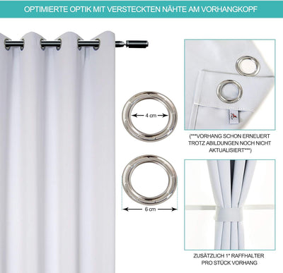 WOLTU Thermovorhang Kälteschutz Verdunklungsvorhang Blickdicht mit Ösen, 250g/m² Dicke Thermogardine