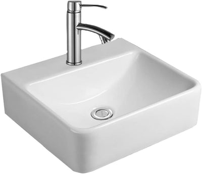 NEG Waschbecken Uno74H (eckig) Hänge-Waschschale/Waschtisch (weiss) mit schmalem Rand und Nano-Besch