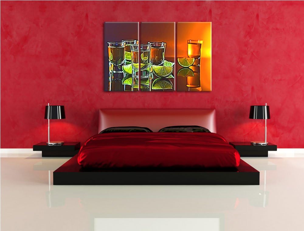 viele Tequila Shots3-Teiler Leinwandbild 120x80 Bild auf Leinwand, XXL riesige Bilder fertig gerahmt