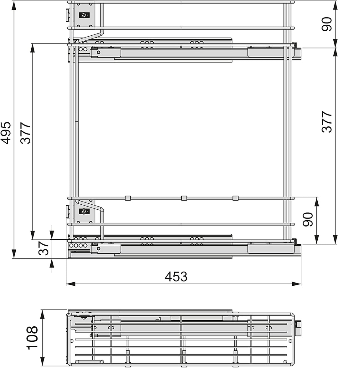 Emuca - Flaschenregal seitlich ausziehbar Supra mit sanftem Schliessen, Modul 150mm, Grau metallic,