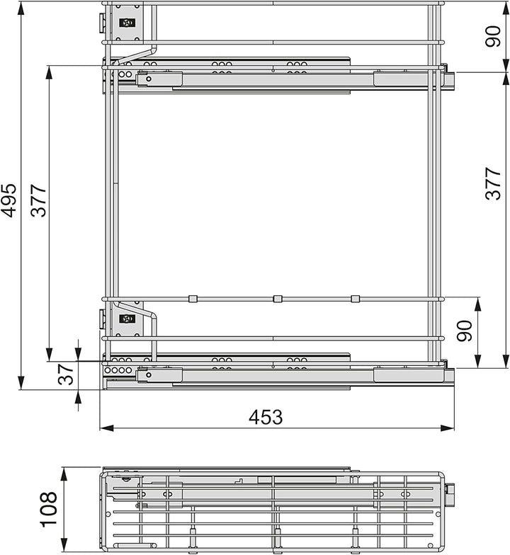 Emuca - Flaschenregal seitlich ausziehbar Supra mit sanftem Schliessen, Modul 150mm, Grau metallic,