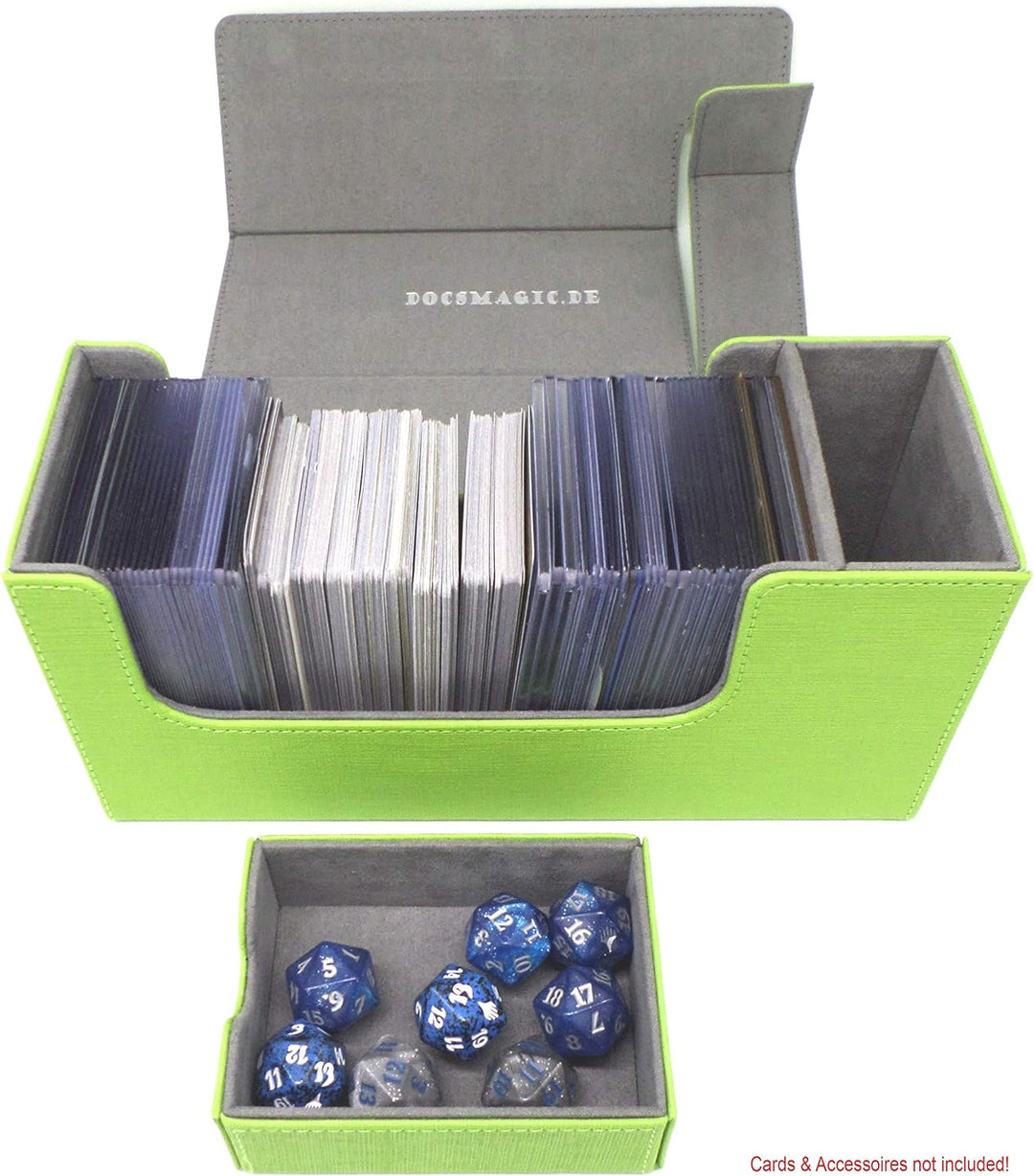 docsmagic.de Premium Magnetic Tray Long Box Light Green Small + 2 Flip Boxes - Hellgrün Small + 2 Fl