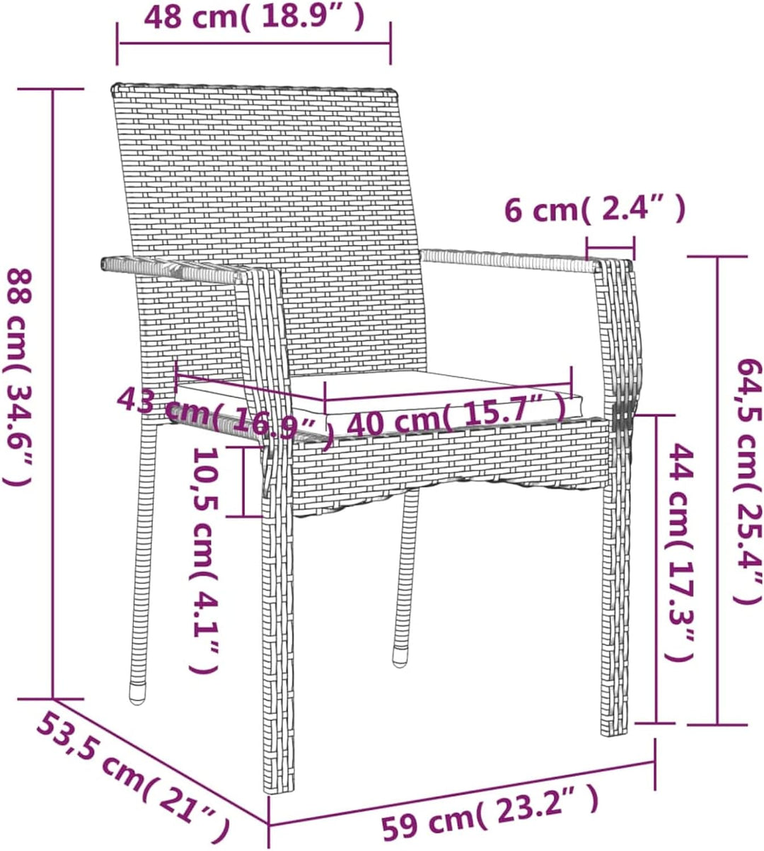 Tidyard 3-TLG. Bistro-Set mit 2 Sessel Poly Rattan | Balkonset mit Auflagen und Kissen | Garten Loun