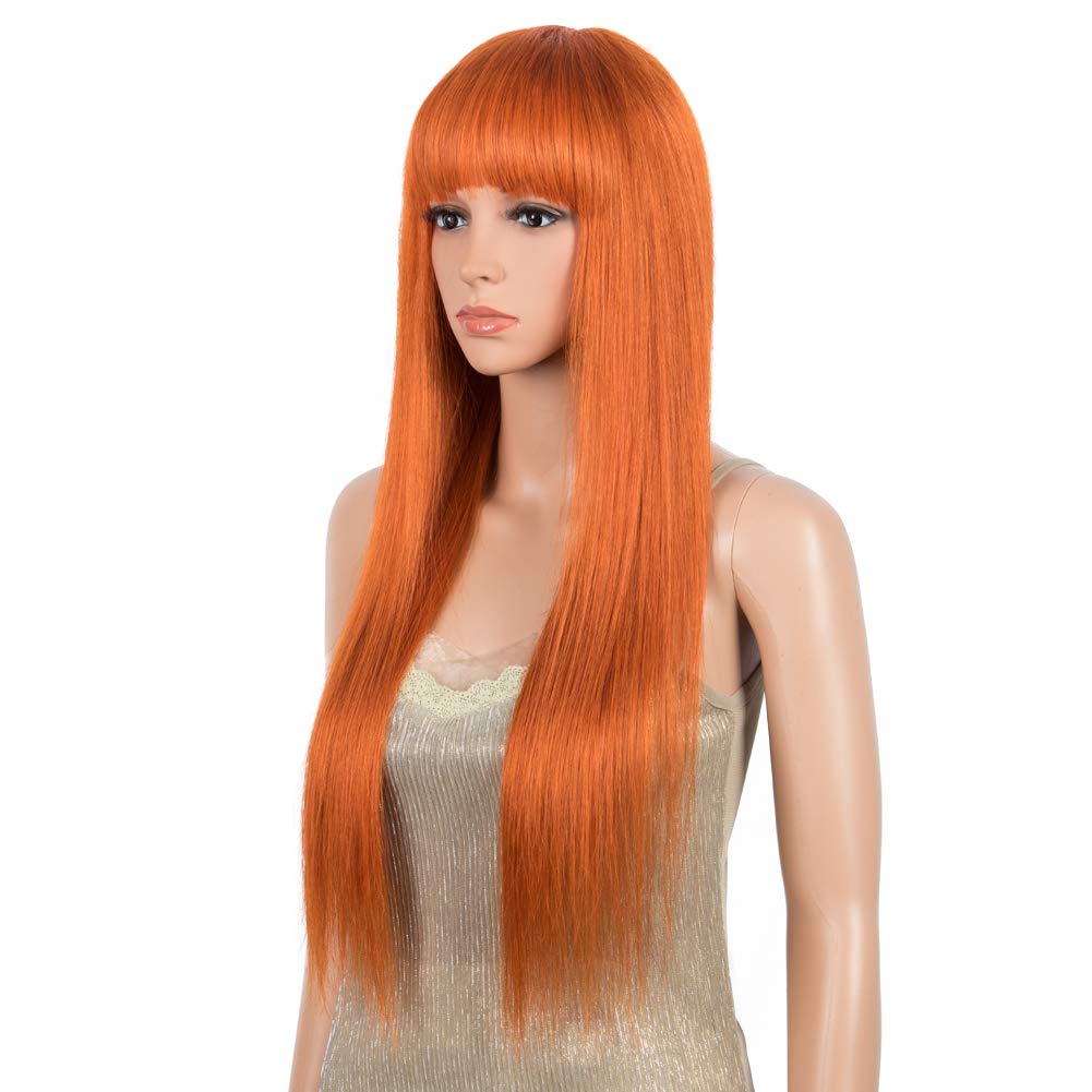 DÉBUT Echthaar perücke für schwarze Frauen Glatte Perücke mit Pony 10A unverarbeitetes brasilianisch