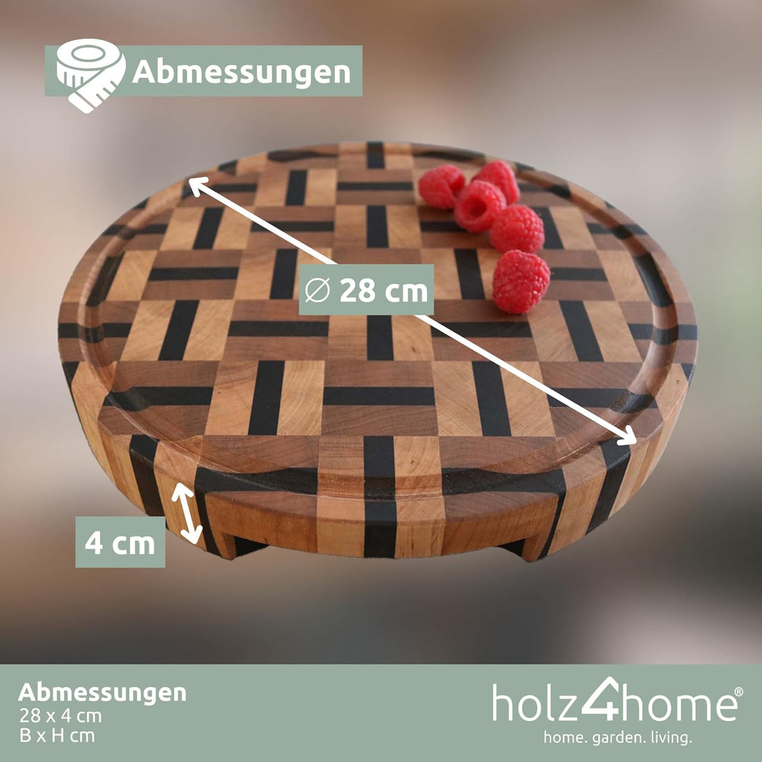 Holz4home Schneidebrett Rund Strukturiert Aus Massiver Birke | ø28 Cm | Handgearbeitet, Robust, Schn