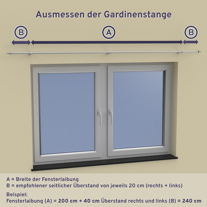 Interdeco Gardinenstange Edelstahl Optik 20 mm Ø 2-läufig Platon Verano, 100 cm, 100 cm