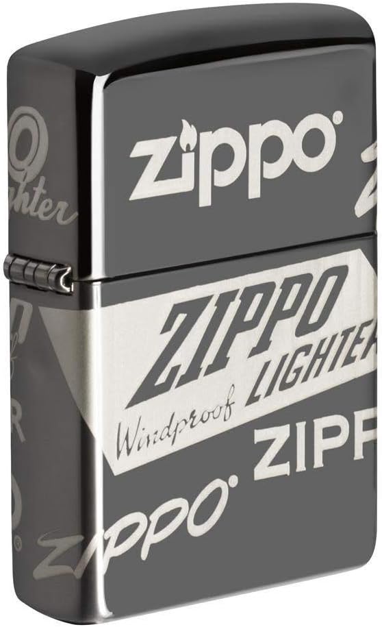 Zippo 49051 – Zippo Logo Design - Black Ice – Sturmfeuerzeug, nachfüllbar, in hochwertiger Geschenkb