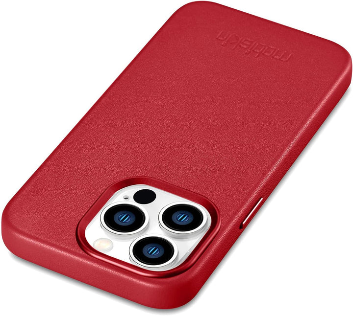 Mobiskin Hülle kompatibel mit Apple iPhone 14 PRO (6,1 Zoll), Handyhülle mit echtem Leder, Case, Sch